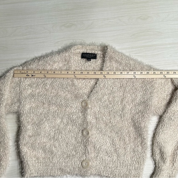 Laundry By Shelli Segal Sweater Eyelash Cream Knit Cardigan Womens Size S - Picture 4 of 13